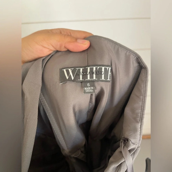 White by Vera Wang Size 6 Women Evening Maxi Dress Twisted Front W/Sash - Picture 10 of 11